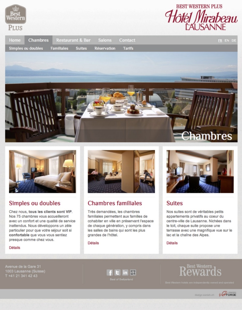 Site internet Hôtel Mirabeau